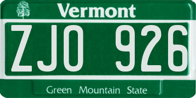 VT license plate ZJO926