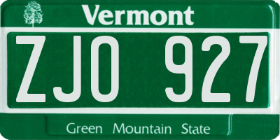 VT license plate ZJO927