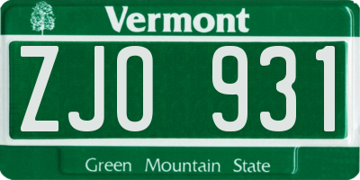 VT license plate ZJO931