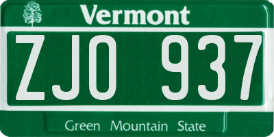 VT license plate ZJO937