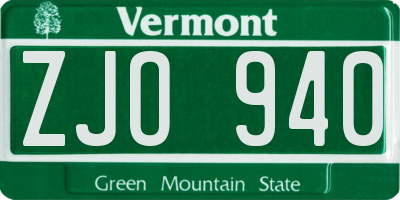 VT license plate ZJO940