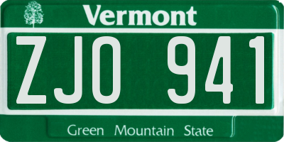 VT license plate ZJO941
