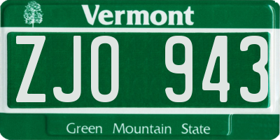 VT license plate ZJO943