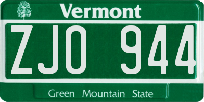 VT license plate ZJO944