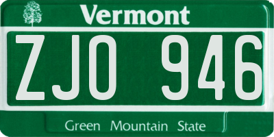 VT license plate ZJO946