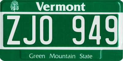 VT license plate ZJO949