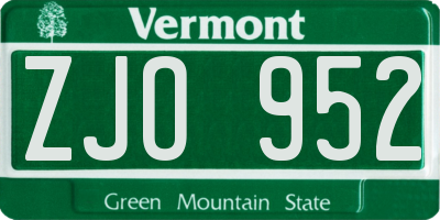 VT license plate ZJO952