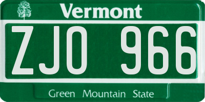 VT license plate ZJO966