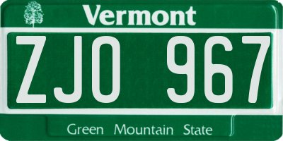 VT license plate ZJO967