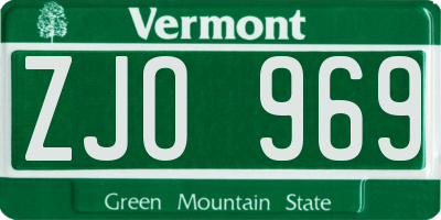 VT license plate ZJO969