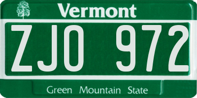 VT license plate ZJO972