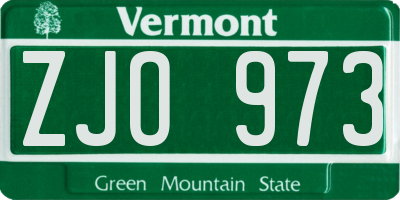 VT license plate ZJO973