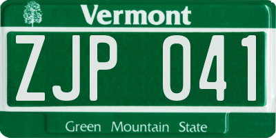VT license plate ZJP041