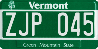 VT license plate ZJP045