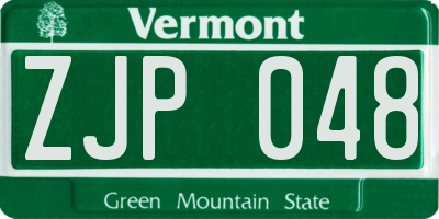 VT license plate ZJP048