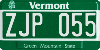 VT license plate ZJP055