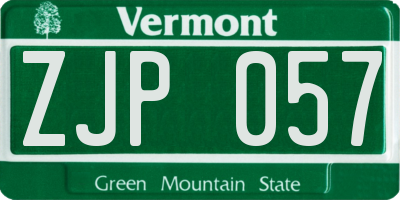 VT license plate ZJP057