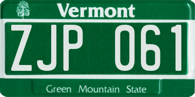 VT license plate ZJP061