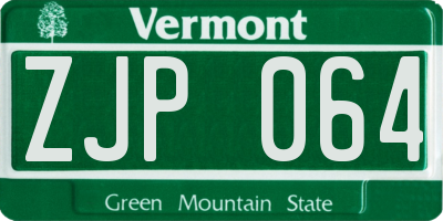 VT license plate ZJP064