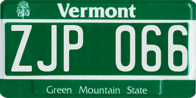 VT license plate ZJP066