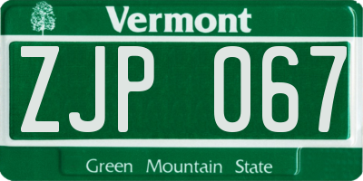 VT license plate ZJP067
