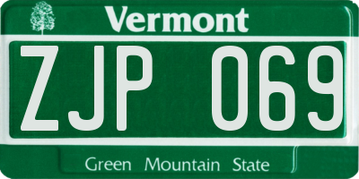 VT license plate ZJP069