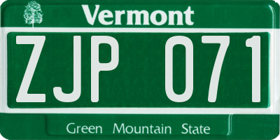 VT license plate ZJP071