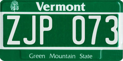 VT license plate ZJP073