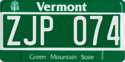 VT license plate ZJP074
