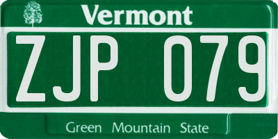 VT license plate ZJP079
