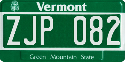 VT license plate ZJP082