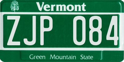 VT license plate ZJP084