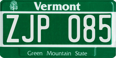 VT license plate ZJP085