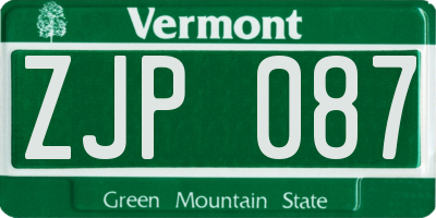 VT license plate ZJP087