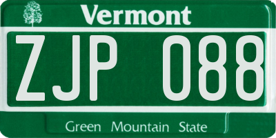 VT license plate ZJP088