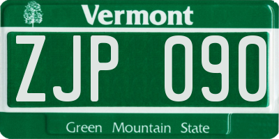 VT license plate ZJP090