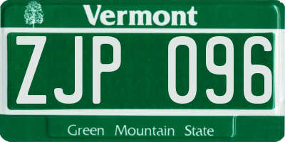VT license plate ZJP096
