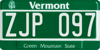 VT license plate ZJP097