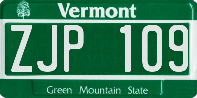 VT license plate ZJP109