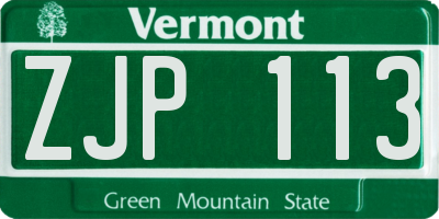 VT license plate ZJP113