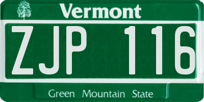 VT license plate ZJP116