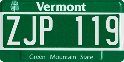VT license plate ZJP119
