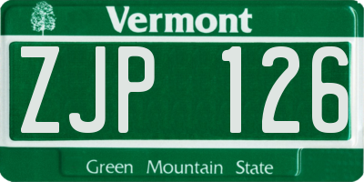 VT license plate ZJP126
