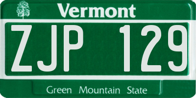 VT license plate ZJP129