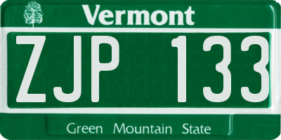VT license plate ZJP133