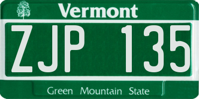 VT license plate ZJP135