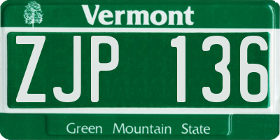 VT license plate ZJP136