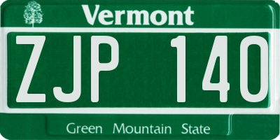 VT license plate ZJP140