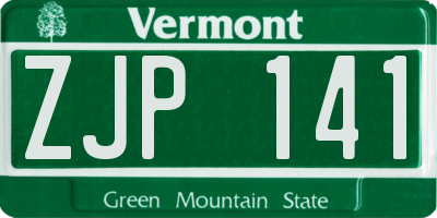 VT license plate ZJP141
