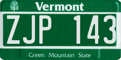 VT license plate ZJP143